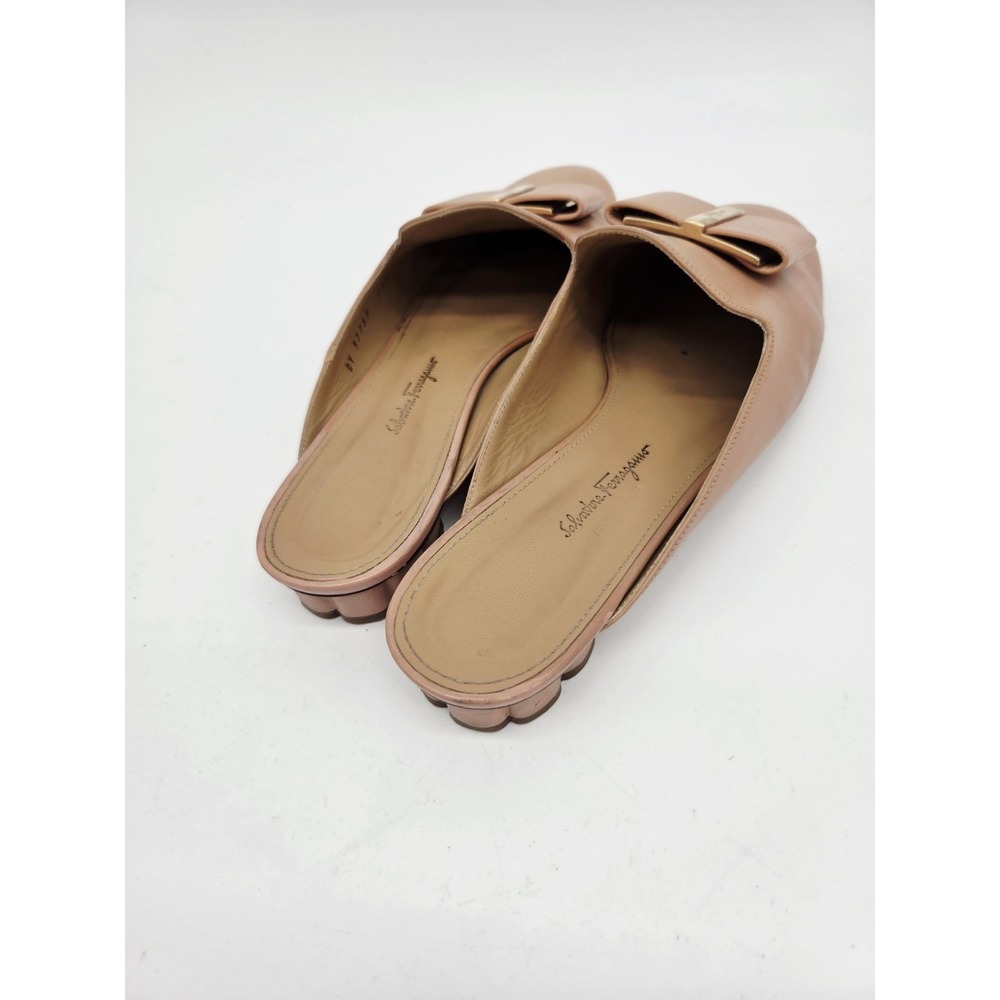 Salvatore Ferragamo Womens Leather Mules sz 8.5 Muted Pink Flats SLip on - Picture 6 of 8